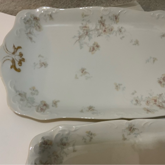 2 Vintage  Limoges J. Pouyat  France Hand Painted Oval Floral Gold Gilt Antique - Picture 4 of 9
